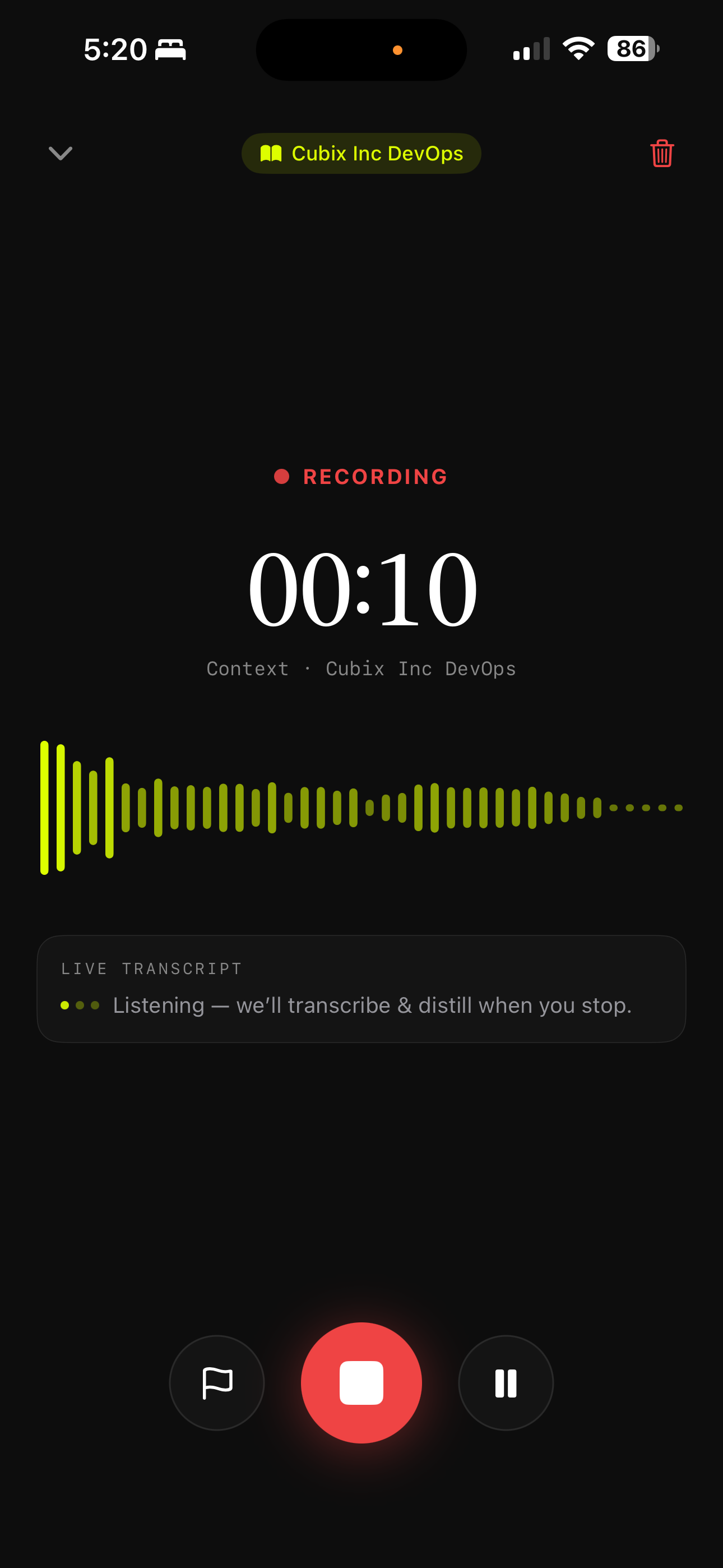Recording a meeting on the Reverbic iOS app